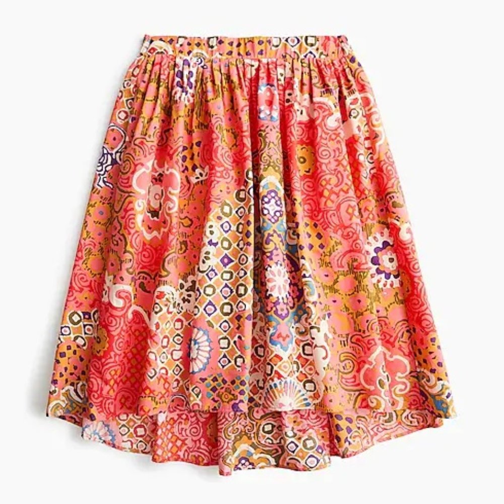 Jcrew Cotton pleat front skirt in paisley